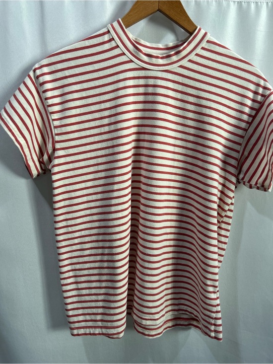 Pomander Place Tops - Pomander Place Rust and White Striped Casual Tee EUC